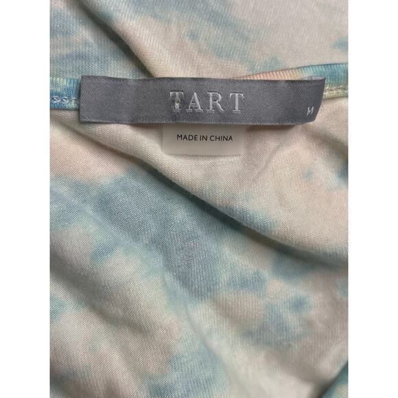Tart NWT Tie Dye Knot Front Maxi Dress Sz M White Blue Rayon Stretch Sleeveless - Picture 5 of 11